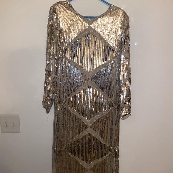 Vintage Sequin 100% Silk Dress - Picture 2 of 6